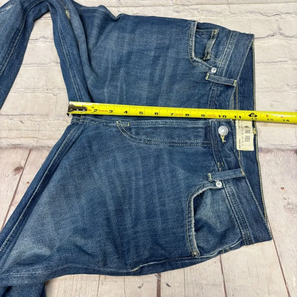 Free People We The Free Women Wide Leg Jeans Size 26 Distressed Denim D120 -12
